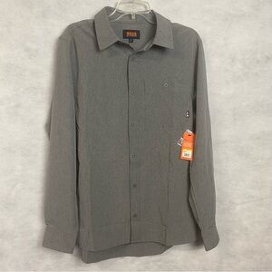 Bass Outdoor Mens Shirt Medium Gray Long Sleeve Button Up Collared NWT